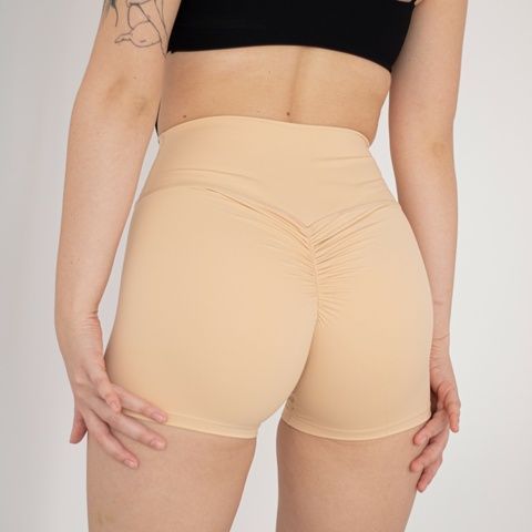Women's short shorts with push-up effect, Beige, M