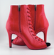 Professional heels made of genuine Premier leather, red snake pattern, with tongue &mdash; dance shoes for modern High Heels dance, open-toe lace-up ankle boots., Red, 9,3 cm, Classic rubber, genuine leather, shoe tongue