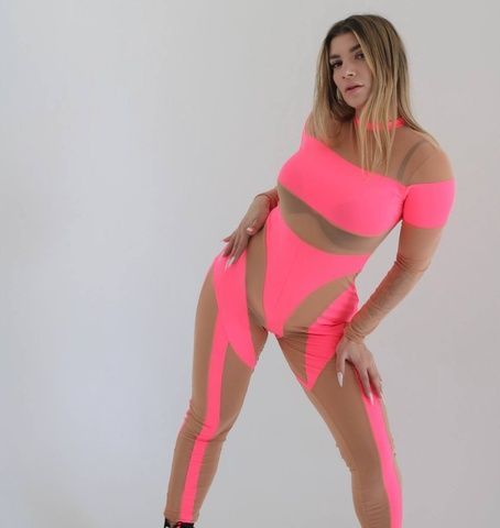 Комбінезон з еластичної сітки та вставками зі спандексу kombezlong-pink-l фото