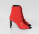 Profesjonalne heelsy z naturalnej sk&oacute;ry Premier, czerwone lakierowane, z językiem &mdash; buty do tańca High Heels, botki z odkrytymi palcami i sznurowaniem., Czerwony, 9,3 cm, Klasyczna guma, prawdziwa sk&oacute;ra, język buta