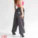 Dark graphite wide-leg trousers with drawstrings, Dark gray, wide