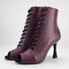 Professional Premier burgundy reptile genuine leather heels with tongue &mdash; shoes for modern dance with open toe and lacing. Ankle boots for High Heels dance., Individual tailoring, genuine leather, shoe tongue