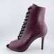 Professional Premier burgundy reptile genuine leather heels with tongue &mdash; shoes for modern dance with open toe and lacing. Ankle boots for High Heels dance., Individual tailoring, genuine leather, shoe tongue