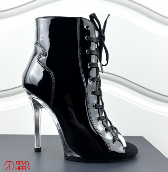 Professional heels with a molded sole, eco-leather, PRIMA, black patent, чорні лакові, Individual tailoring, 11 cm, eco leather, transparent