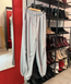 Wide-leg sweatpants with drawstrings in grey melange, Gray, wide
