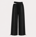 Wide-leg pants with a double waistband and drawstrings in black, Black, wide