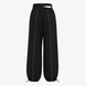 Wide-leg pants with a double waistband and drawstrings in black, Black, wide