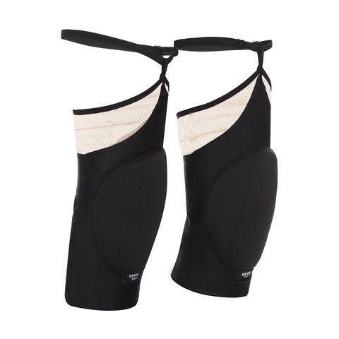 Women's knee pads with garters for dance with mesh bevel heels, Black, S