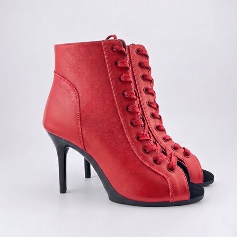 Professional heels with molded sole, 9.5 cm heel, genuine leather, DIVA, Red, 36, 9,5 cm, genuine leather