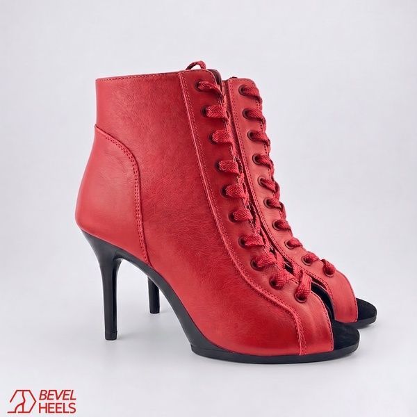 Professional heels with molded sole, 9.5 cm heel, genuine leather, DIVA, Red, 36, 9,5 cm, genuine leather