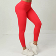 Legginsy damskie z efektem push-up, Czerwony, M