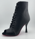 Professional High Heels dance heels made of natural Premier leather, black embossed, with a tongue, red suede sole, footwear for modern dance with an open toe and lacing. Ankle boots for High Heels dance, Black, 34, Shot-heel 9,5, red suede, genuine leather