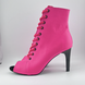 Profesjonalne heelsy Gentle z naturalnej r&oacute;żowej sk&oacute;ry, bez języka &mdash; buty do tańca nowoczesnego z odkrytymi palcami i sznurowaniem. Botki do tańca High Heels, szycie na zam&oacute;wienie, obcas 9,3 cm, klasyczna gumowa podeszwa, naturalna sk&oacute;ra, bez języka. Якщо